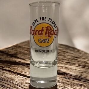 Genuine Hard rock café Honolulu logo collectible tall shot glass 4”